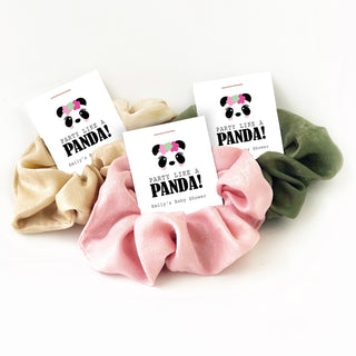 Panda Baby Shower Favors, Hair Scrunchies, Panda Baby Shower Party Favors, Panda Baby Shower Supplies - @PlumPolkaDot 