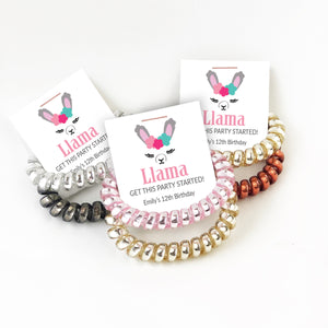 Llama Party Favors, Spiral Hair Ties Favors, Llama Birthday Party Supplies - @PlumPolkaDot 