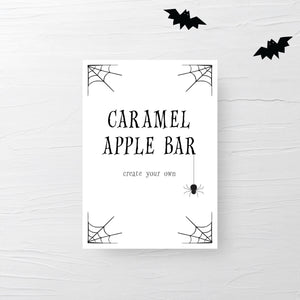 Halloween Caramel Apple Bar Sign, Halloween Decorations Printable Sign, Halloween Party Decor, INSTANT DOWNLOAD - EDS100