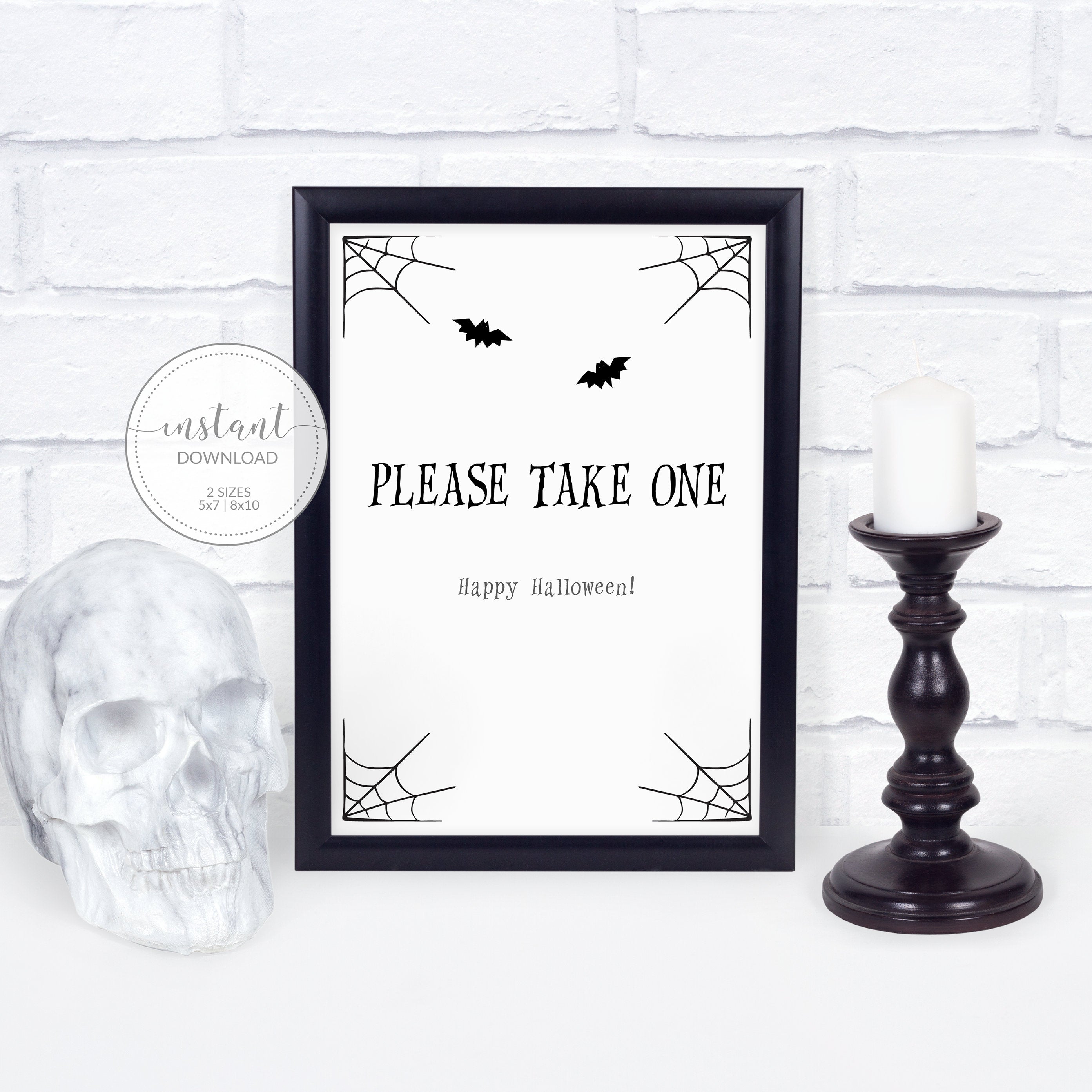 Halloween Please Take One Sign Printable, Trick or Treat Sign, Halloween Porch Sign, Halloween Candy Sign, INSTANT DOWNLOAD - EDS100