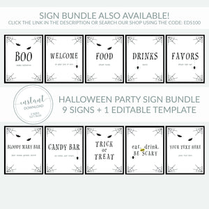 Large Halloween Welcome Sign Printable, Editable Halloween Printable Sign, Halloween Decor, Halloween Party Sign, DIGITAL DOWNLOAD - EDS100