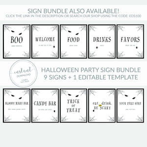 Halloween Welcome Sign Printable, Editable Halloween Printable Sign, Halloween Decor, Large Halloween Party Sign, DIGITAL DOWNLOAD - EDS100