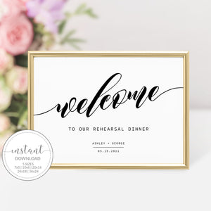 Wedding Rehearsal Dinner Welcome Sign Template, Large Welcome Sign Printable, Modern Wedding Rehearsal Signs, DIGITAL DOWNLOAD - SFB100