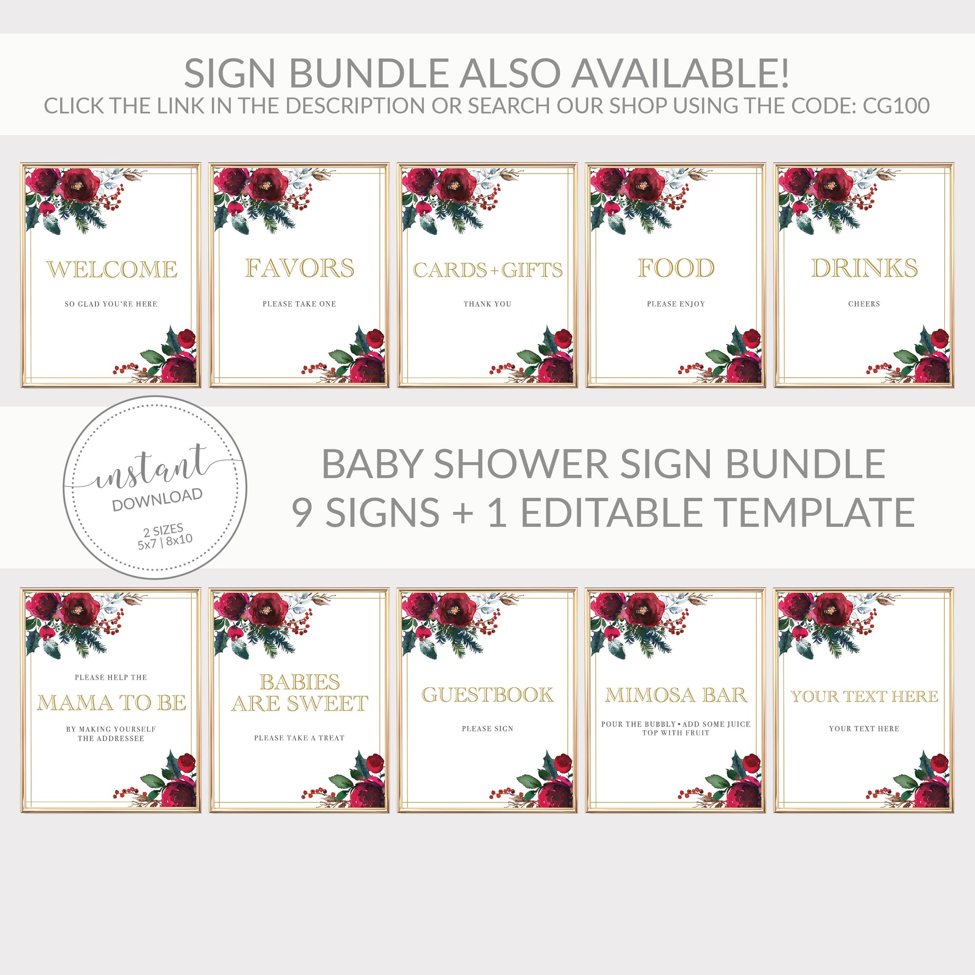 Christmas Baby Shower Welcome Sign Template, Large Welcome To Baby Shower Sign, Printable Baby Shower Decor, Editable DIGITAL DOWNLOAD CG100
