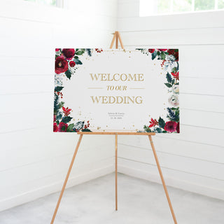 Christmas Wedding Welcome Sign Template, Large Winter Wedding Welcome Sign, Printable Wedding Decorations, Editable DIGITAL DOWNLOAD CG100
