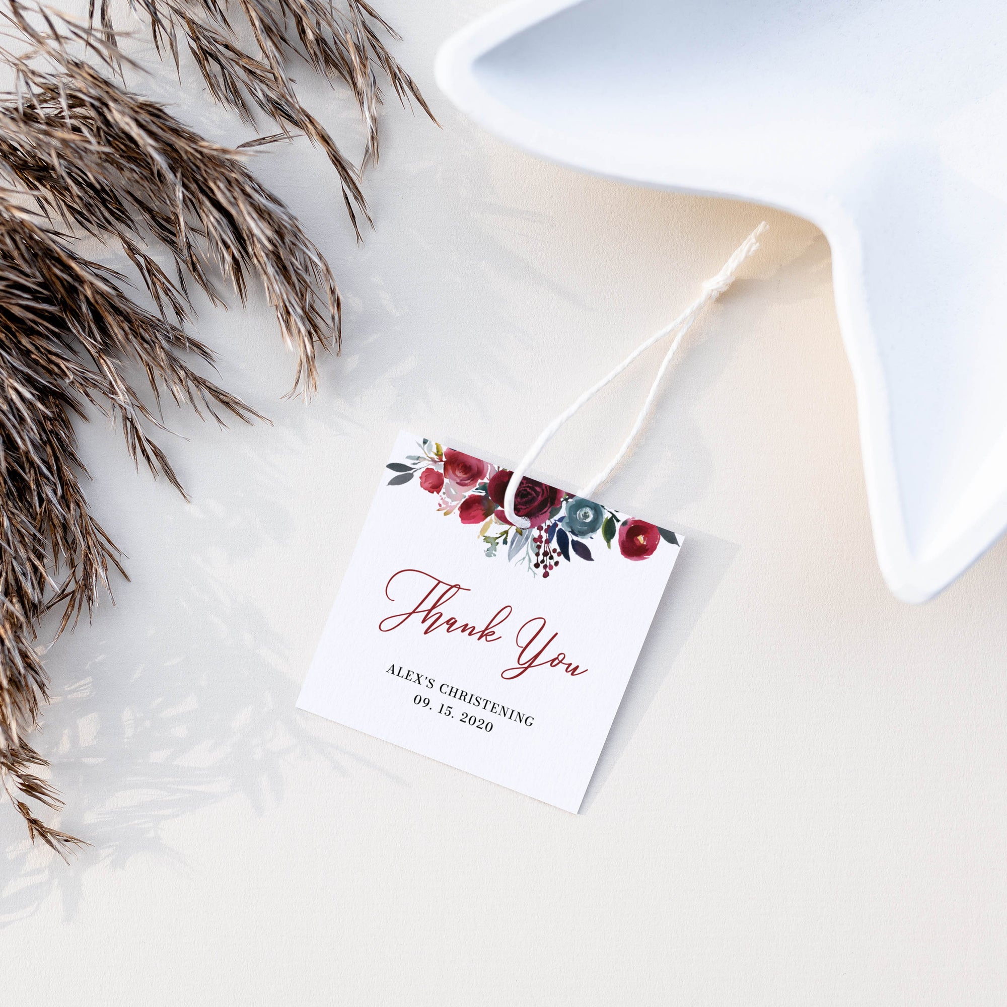 Burgundy and Navy Christening Favor Tags Template, Printable Thank You - PlumPolkaDot burgundy-and-navy-christening-favor-tags-template-printable-thank-you-plumpolkadot