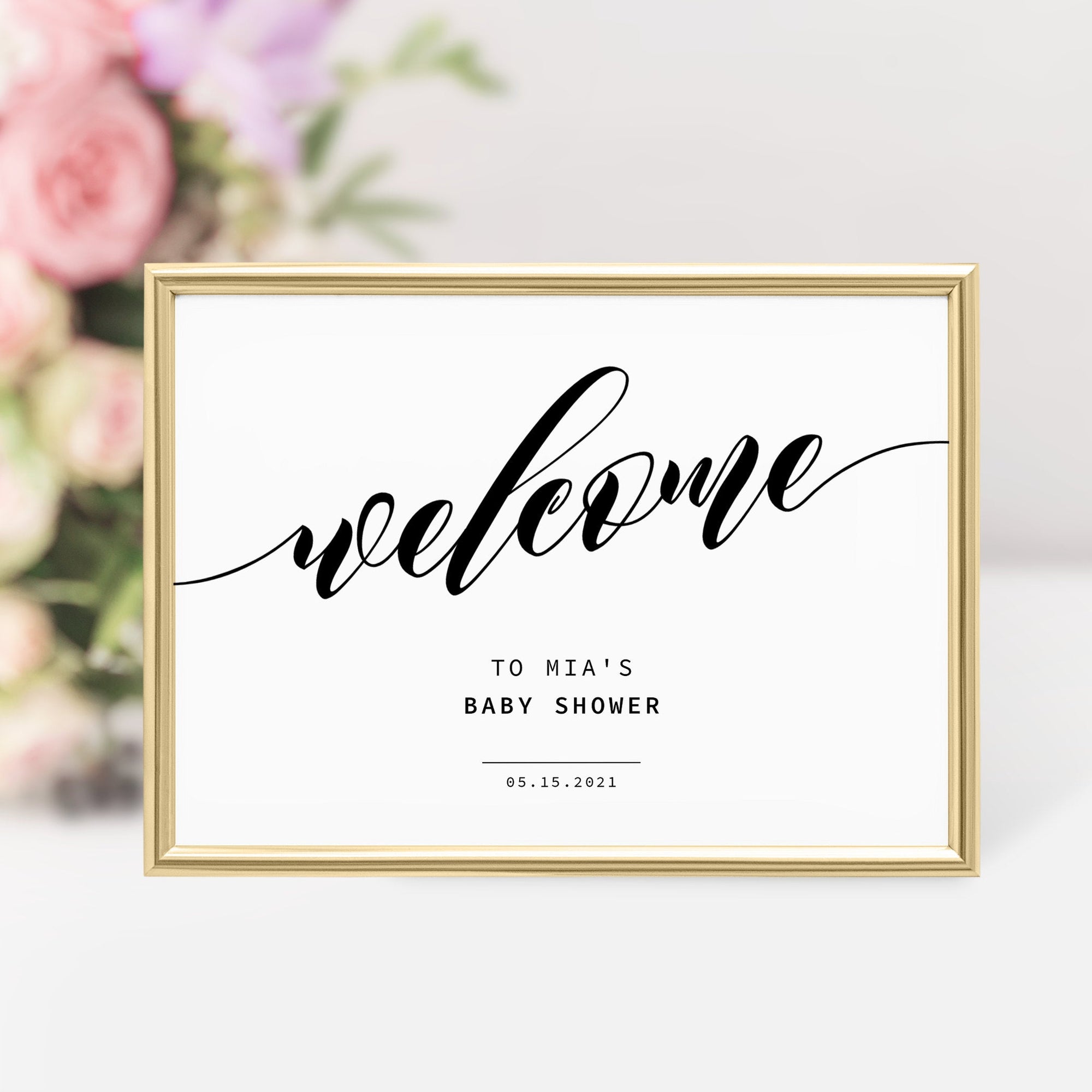 Black Script Baby Shower Welcome Sign Template, Printable Minimalist L - PlumPolkaDot black-script-baby-shower-welcome-sign-template-printable-minimalist-l-plumpolkadot