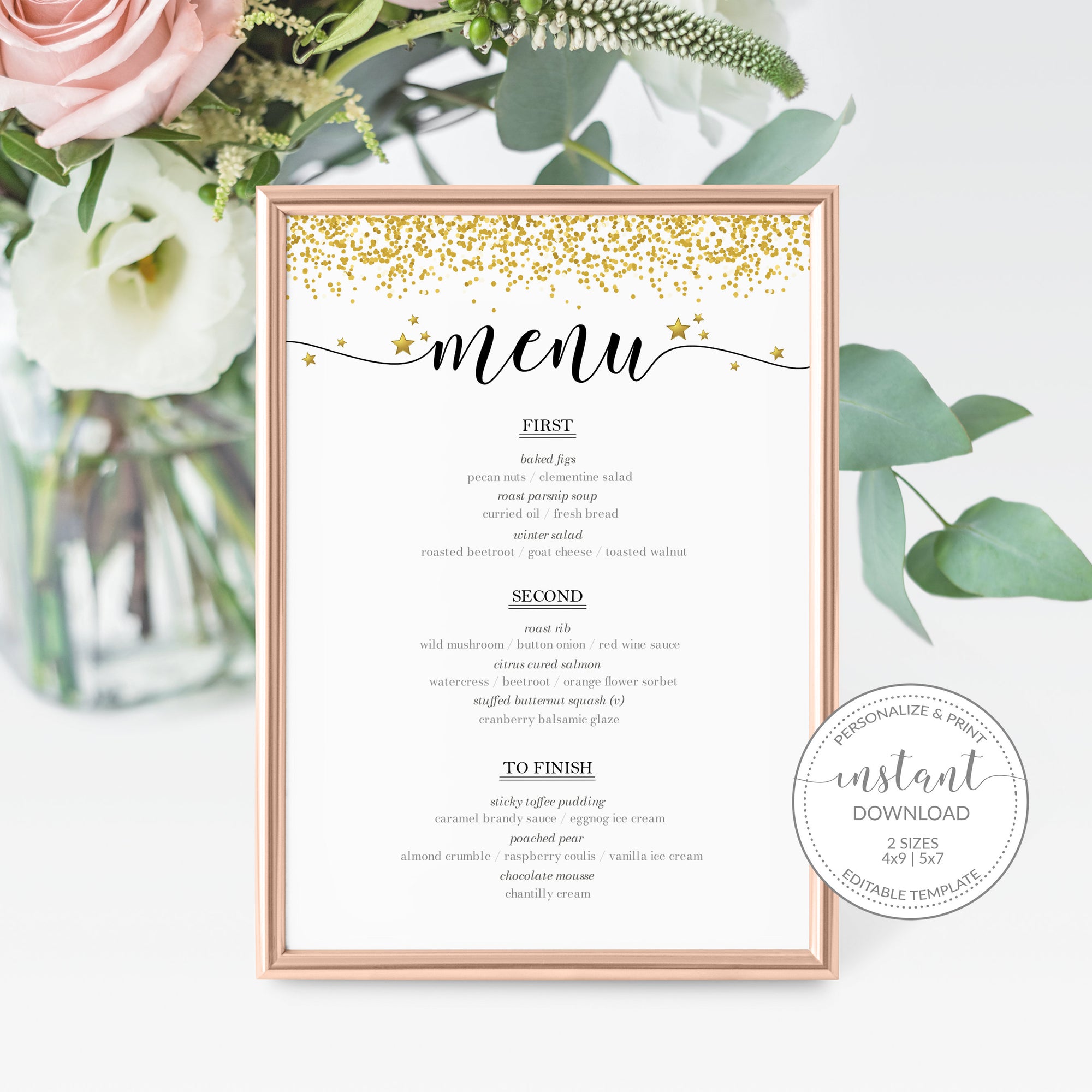 New Years Eve Menu Template, Printable New Years Eve Table Decor, Edit - PlumPolkaDot new-years-eve-menu-template-printable-new-years-eve-table-decor-edit-plumpolkadot