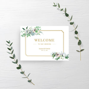 Personalized Wedding Welcome Sign Template, Large Welcome Sign Printable, Gold Floral Wedding Signs, DIGITAL DOWNLOAD - BGF100