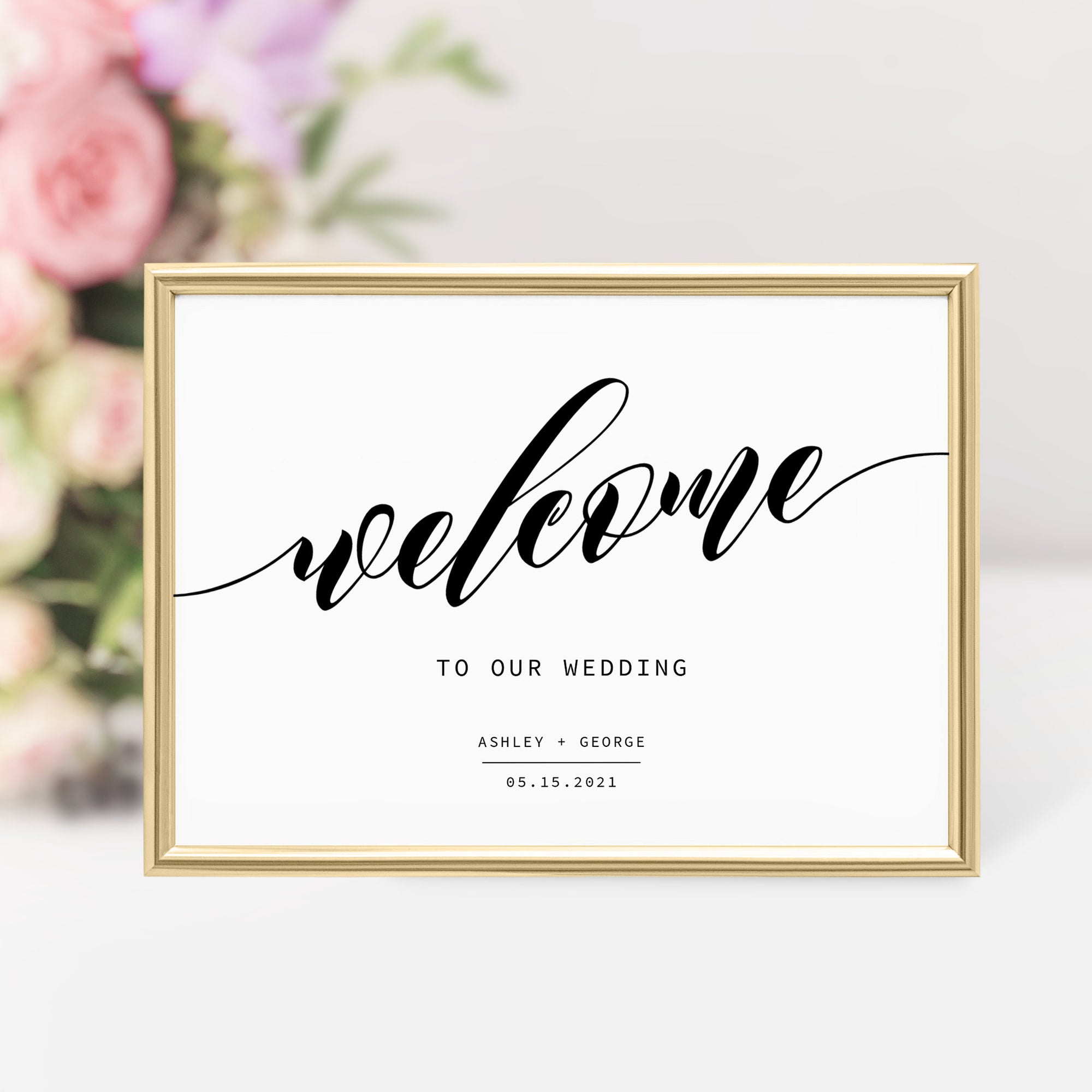 Black Script Wedding Welcome Sign Template, Printable Minimalist Large - PlumPolkaDot black-script-wedding-welcome-sign-template-printable-minimalist-large-plumpolkadot