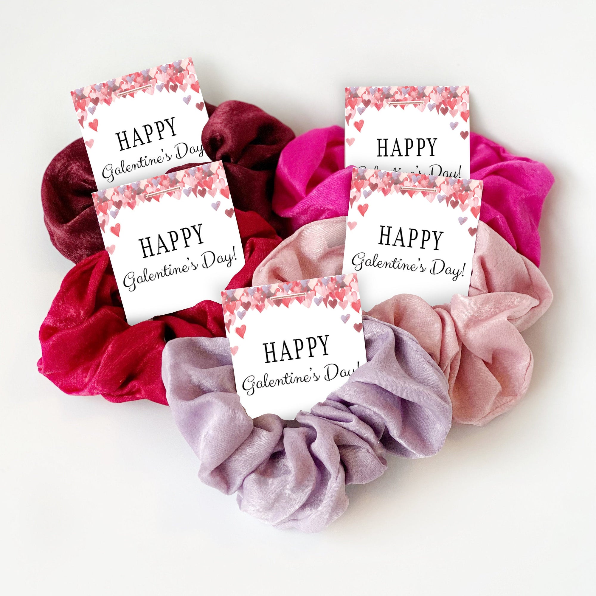Happy Galentines Day Gift for Friends, Hair Scrunchies - PlumPolkaDot