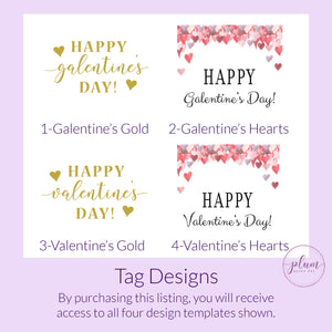Hair Scrunchie Valentine Card Printable, Personalized Valentine&#39;s Tag Template, Valentine&#39;s Day Printable, DIGITAL DOWNLOAD - V100