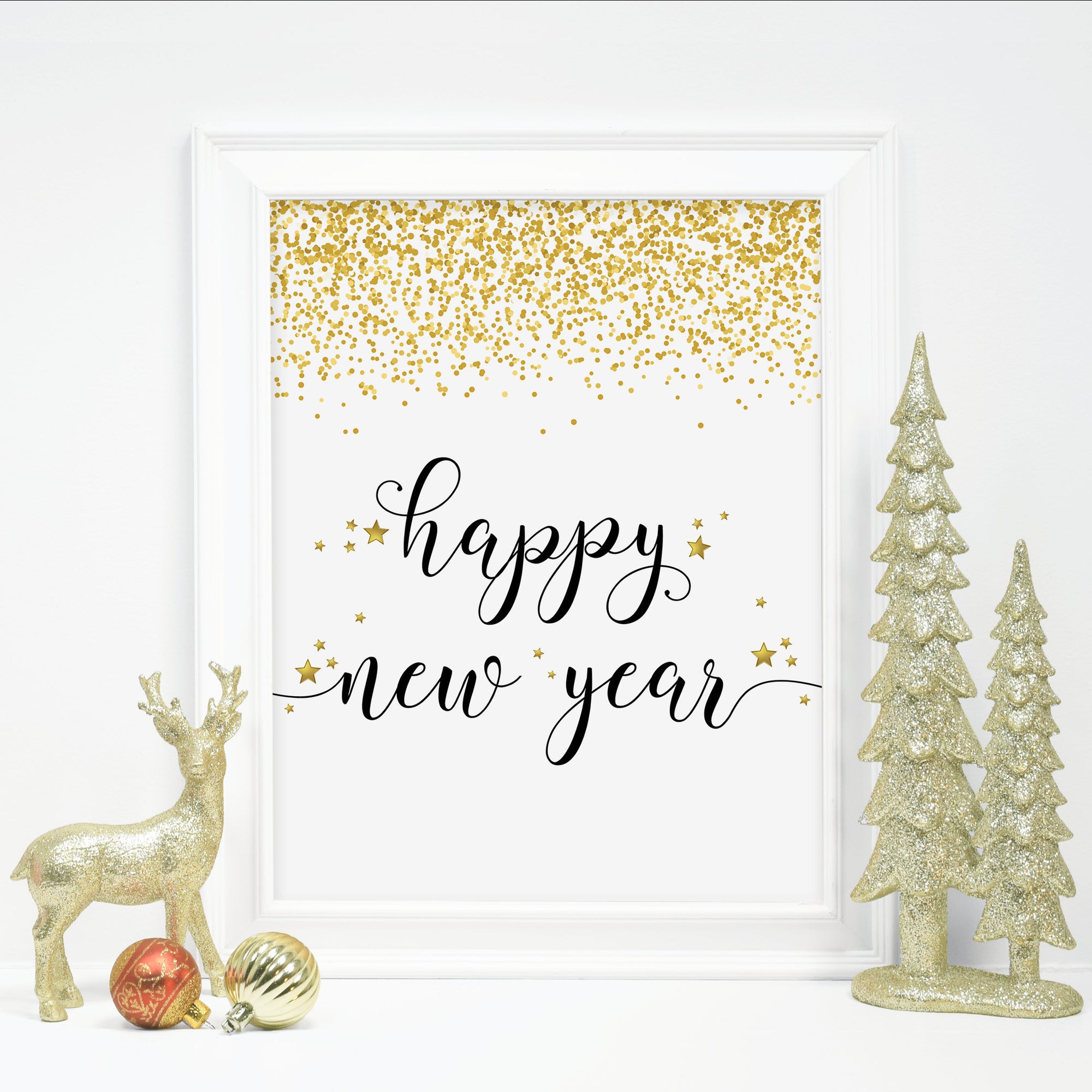 happy new year sign printable, new years eve decoration, instant