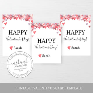 Printable Valentine Cards For Kids, Personalized Valentine Day Card Printable Template, DIY Valentines Day Card, DIGITAL DOWNLOAD V100