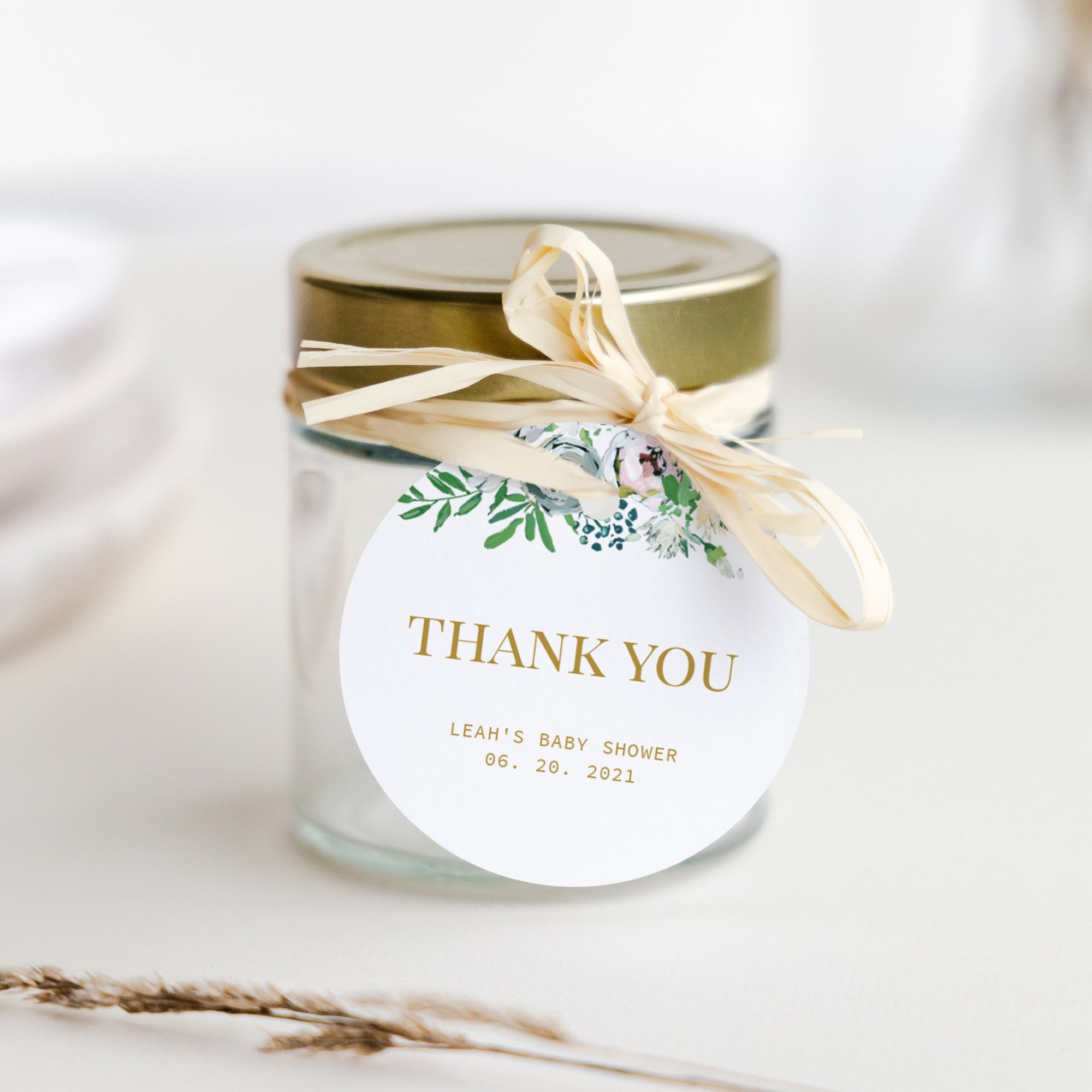 Blush Floral Greenery Baby Shower Favor Tags Template, Printable Baby Shower Thank You Tags, Editable INSTANT DOWNLOAD BGF100