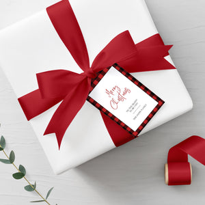 Buffalo Plaid Christmas Gift Tag Printables, Personalised Christmas Gift Tag Template, Christmas Favor Tag, Editable DIGITAL DOWNLOAD BP100