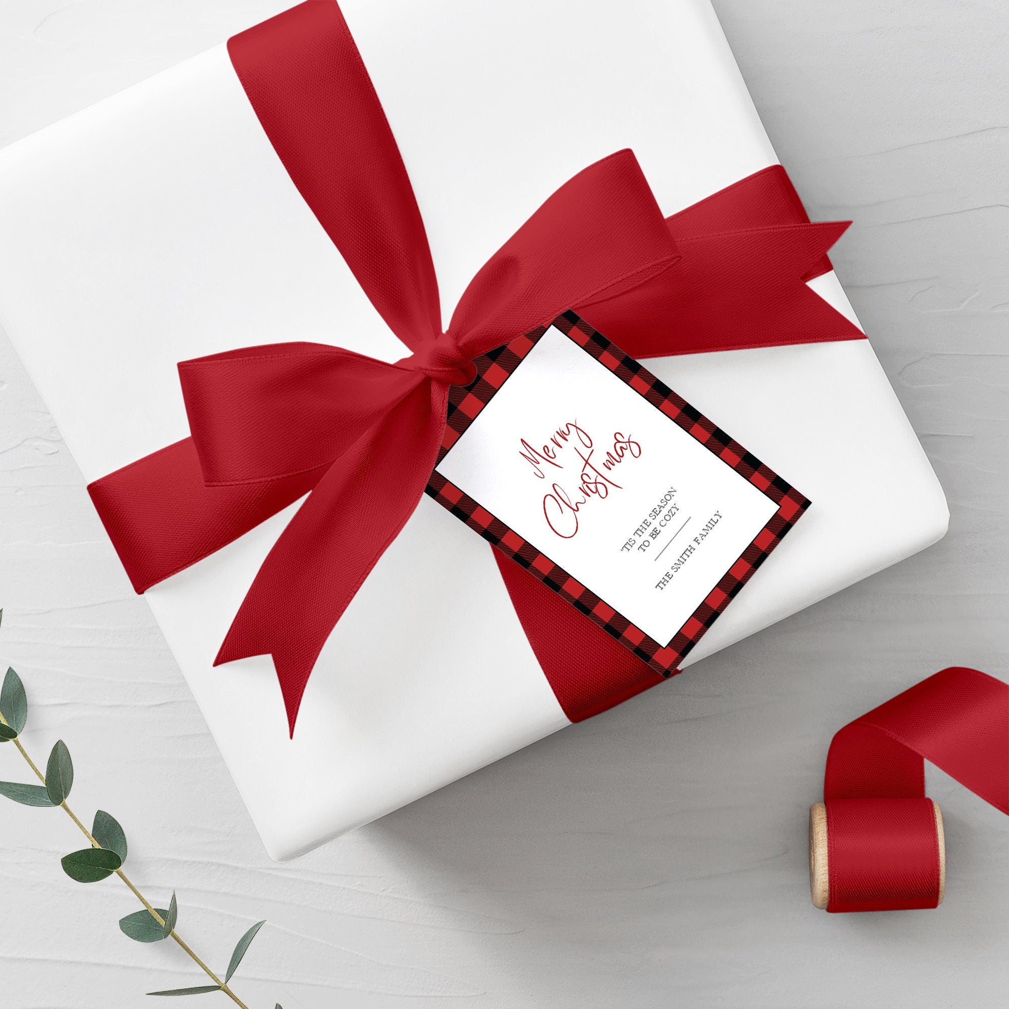 Buffalo Plaid Christmas Gift Tag Printables, Editable Christmas Tags Download, Christmas Favor Tag Template, Editable DIGITAL DOWNLOAD BP100