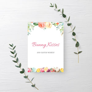Bunny Kisses and Easter Wishes Easter Sign, Printable Easter Decorations, Easter Party Supplies, Easter Decor, DIGITAL DOWNLOAD B100