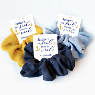 Nautical Bachelorette Party Favors, Hair Scrunchie Favors, Personalized Last Sail Before The Veil Bachelorette Favors