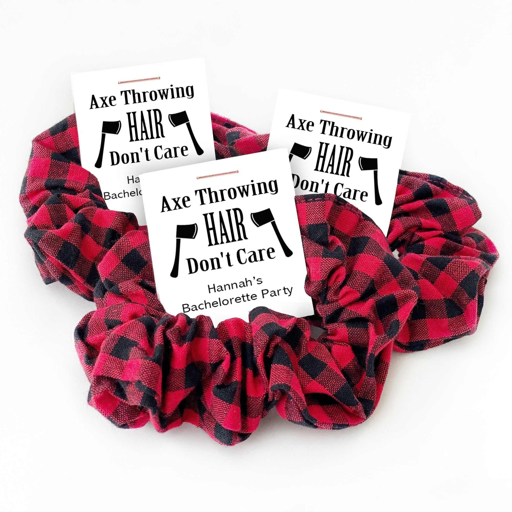 Axe Throwing Bachelorette Party Favors, Buffalo Plaid Hair Scrunchie, Axe Throwing Gift for Guests, Axe Throwing Party Favors