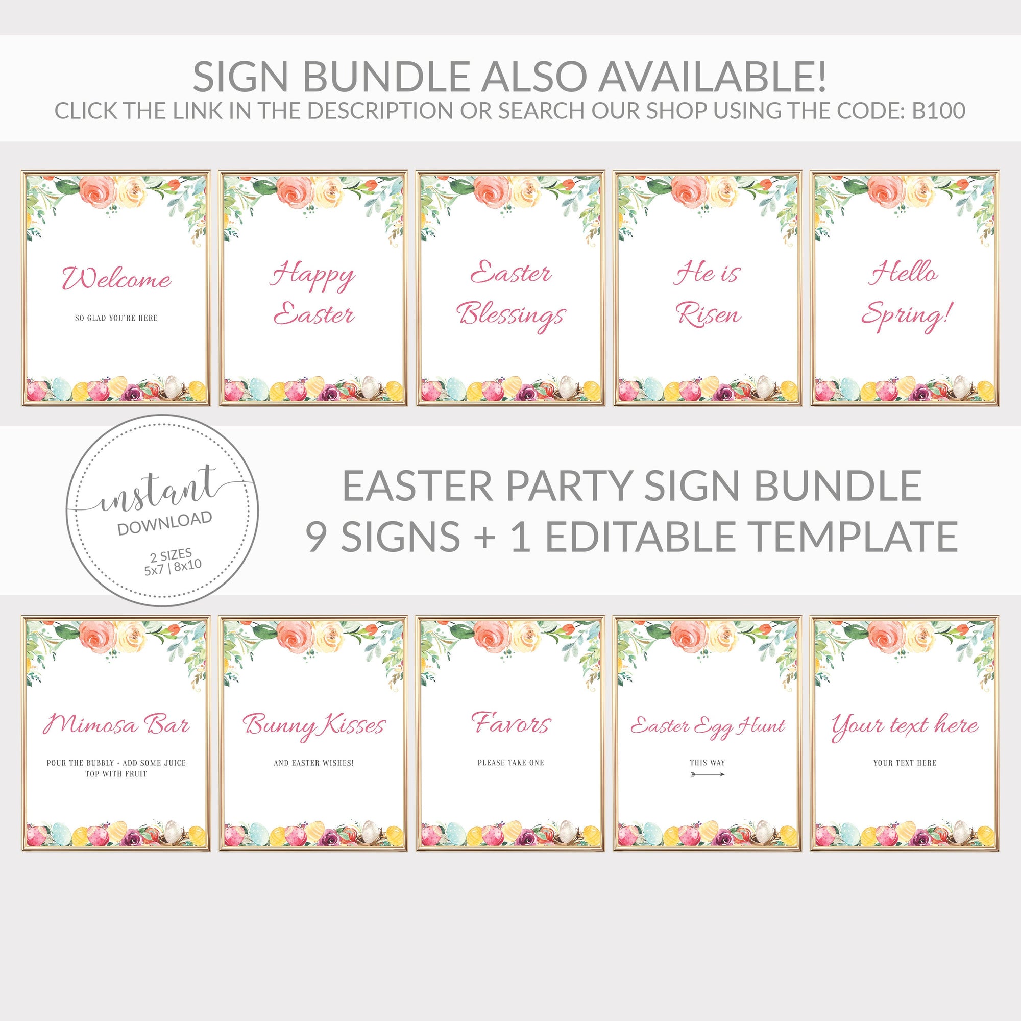 Easter Brunch Mimosa Bar Sign Printable, Printable Easter Decorations, Easter Party Supplies, Easter Decor, DIGITAL DOWNLOAD B100