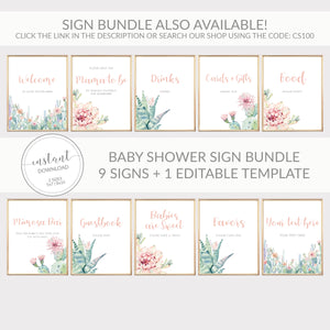 Succulent Baby Shower Favor Tags, Cactus Favor Tags Printable Template, Round Square or Rectangle, Editable DIGITAL DOWNLOAD - CS100