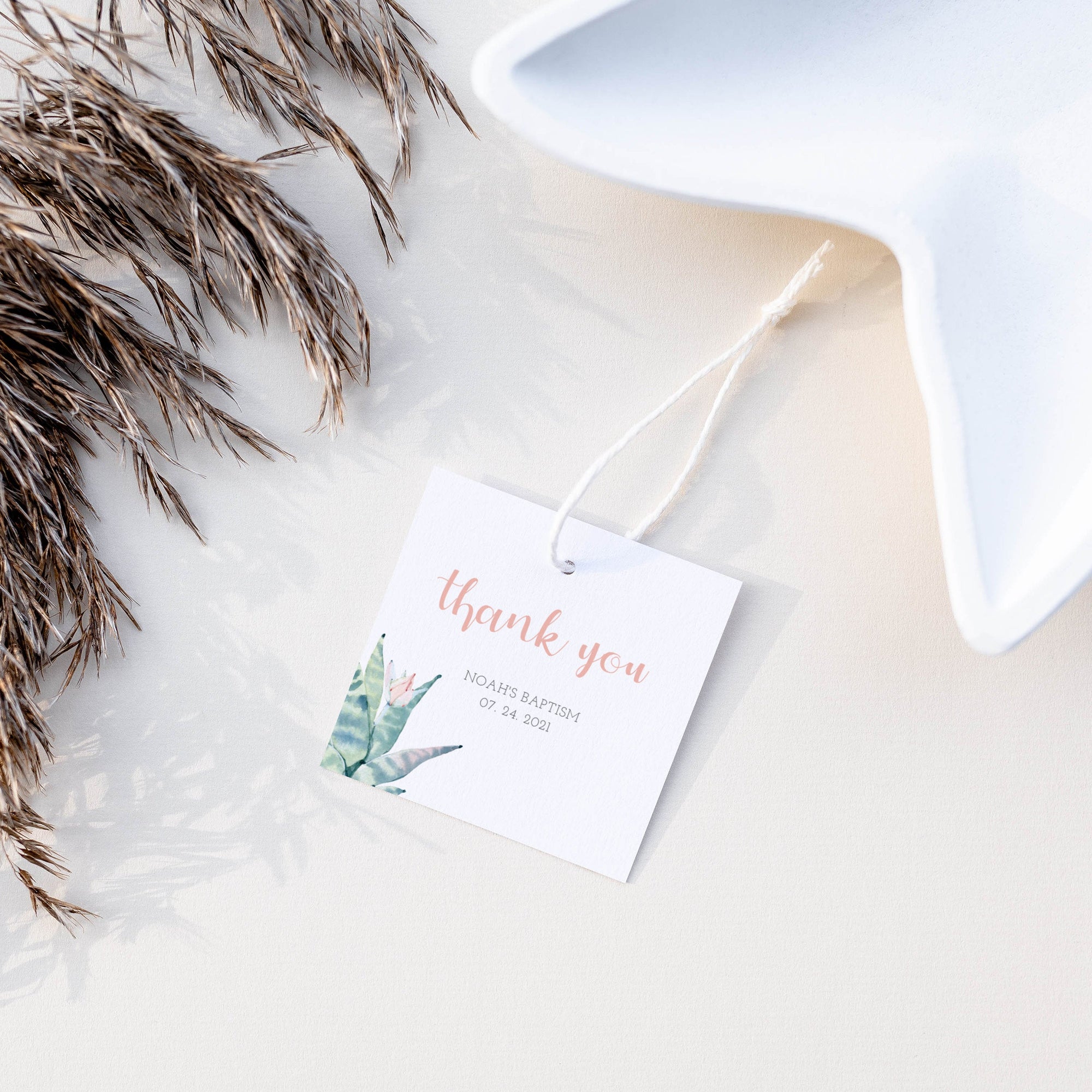succulent baptism favors Succulent Themed Baptism Favor Tag Template, Printable Cactus Thank Yo