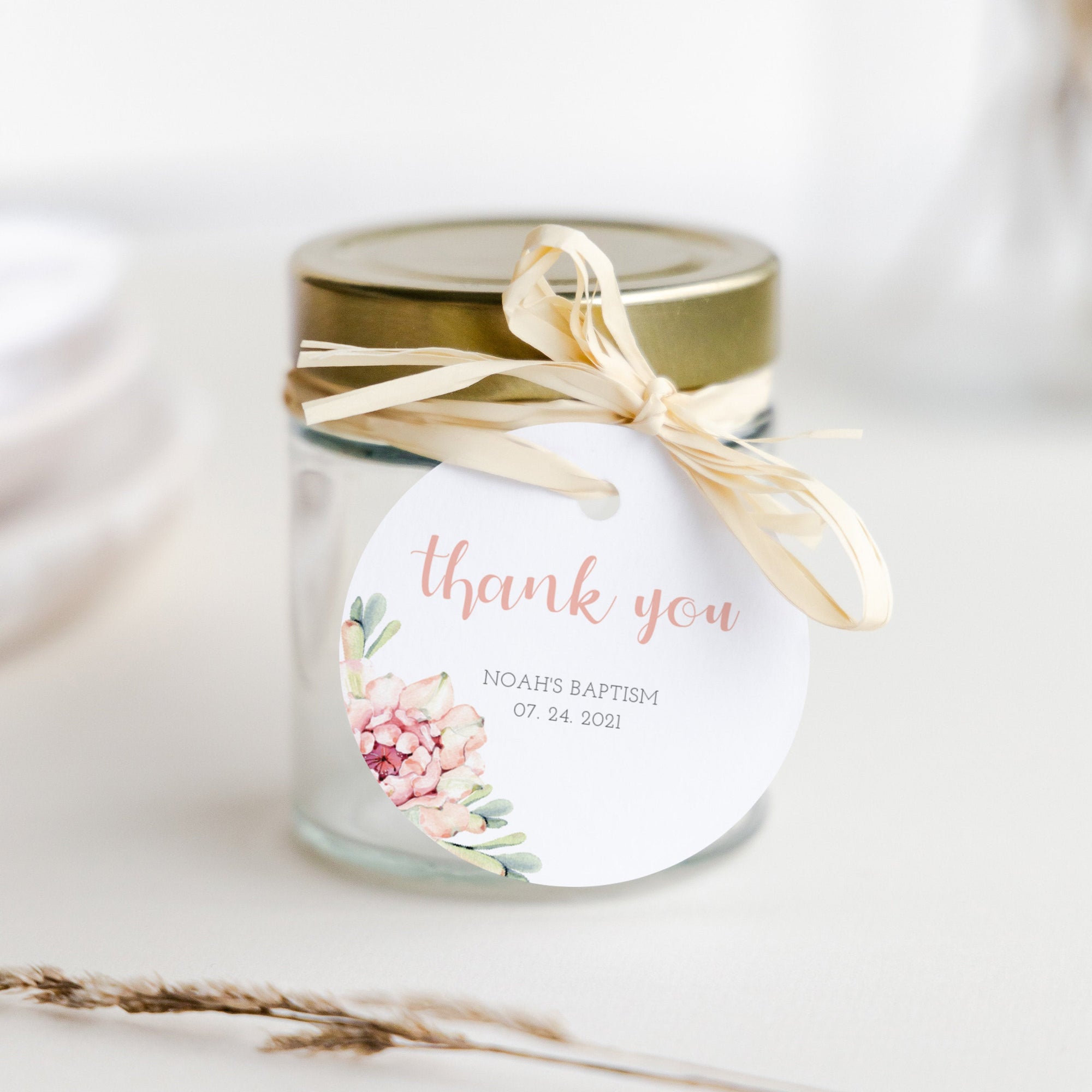 succulent baptism favors Succulent Themed Baptism Favor Tag Template, Printable Cactus Thank Yo