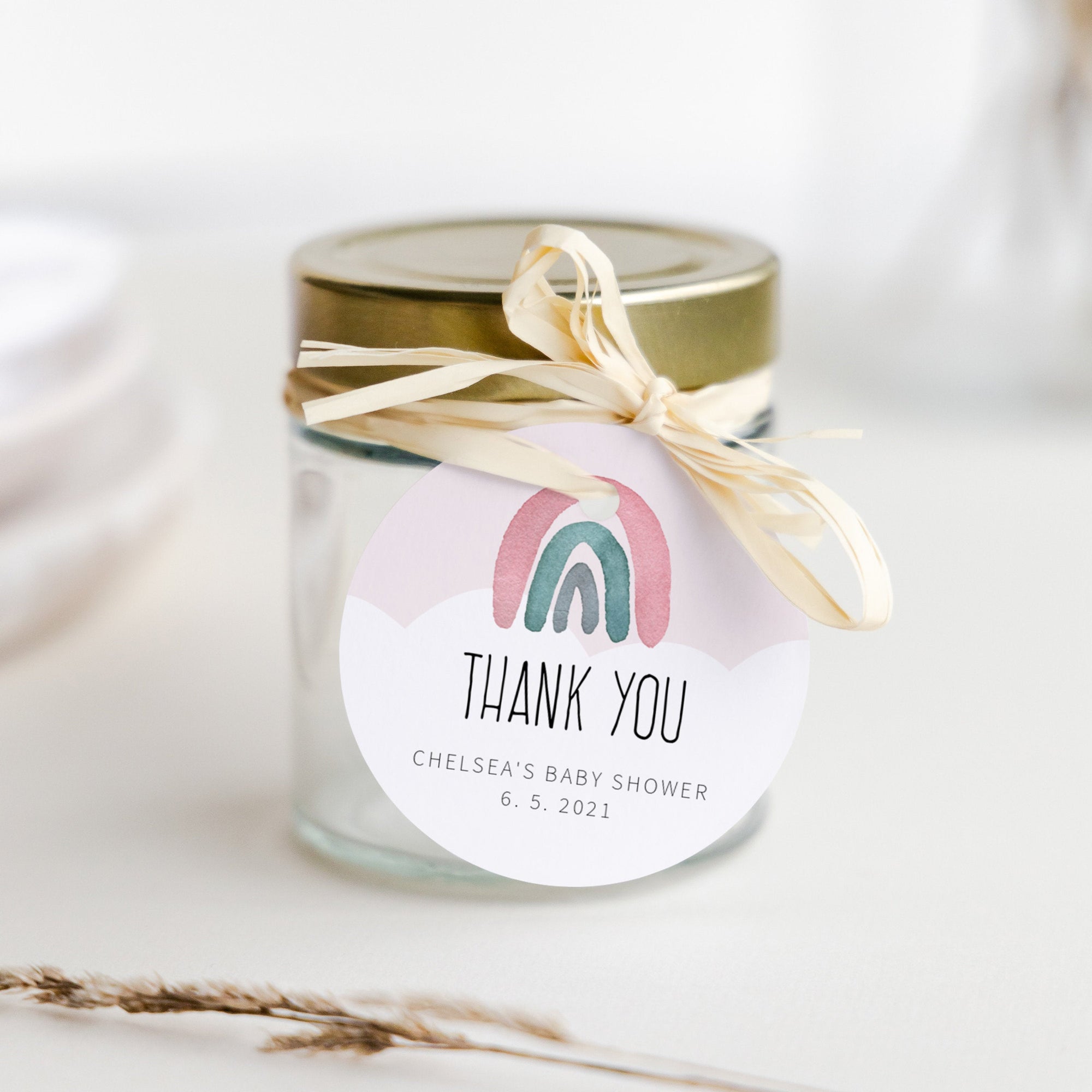Natural Boho Rainbow Baby Shower Favor Tags, Pastel Rainbow Favor Tag Template, Baby Shower Thank You Tags, Editable DIGITAL DOWNLOAD R100