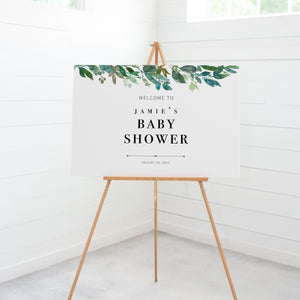 Greenery Baby Shower Welcome Sign Template, Large Welcome Sign Printable, Baby Shower Decorations Greenery, DIGITAL DOWNLOAD - G100