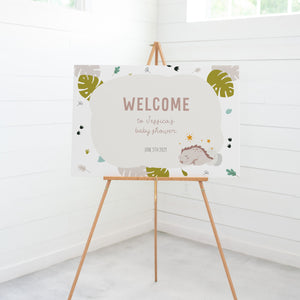 Dinosaur Baby Shower Welcome Sign Template, Printable Dinosaur Baby Shower Decorations, Dino Boy Baby Shower Sign, DIGITAL DOWNLOAD - LD100