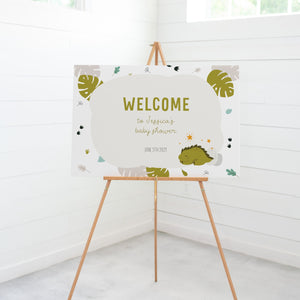 Dinosaur Baby Shower Welcome Sign Template, Printable Dinosaur Baby Shower Decorations, Dino Boy Baby Shower Sign, DIGITAL DOWNLOAD - LD100
