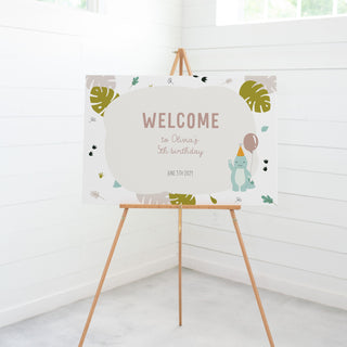 Girl Dinosaur Birthday Welcome Sign Template, Dinosaur Party Printables Decor, Pink Dinosaur Party Welcome Sign, DIGITAL DOWNLOAD - LD100