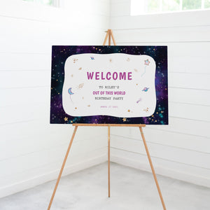 Outer Space Party Welcome Sign Template, Printable Space Party Decorations, Large Space Birthday Party Welcome Sign, DIGITAL DOWNLOAD SG100