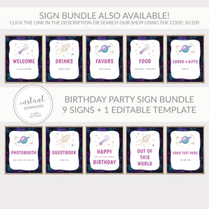Outer Space Party Favor Tags Printable, Space Birthday Party Favor Tag Template, Space Theme Thank You Tags, Editable DIGITAL DOWNLOAD SG100