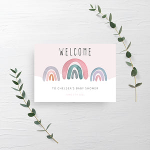 Boho Rainbow Baby Shower Welcome Sign Template, Printable Rainbow Baby Shower Decorations, Large Rainbow Welcome Sign, DIGITAL DOWNLOAD R100