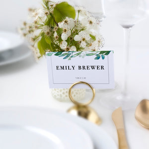 Greenery Wedding Place Card Template, Greenery Wedding Name Cards, Editable Printable Place Cards, DIGITAL DOWNLOAD - G100