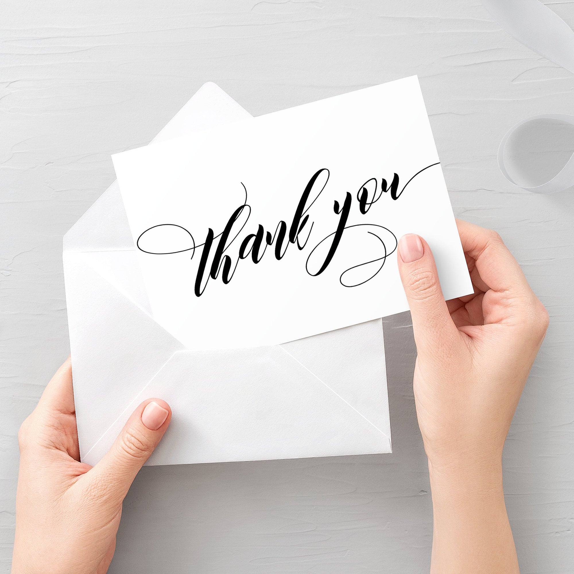 Black Script Wedding Thank You Card Template, Printable Thank You Note - PlumPolkaDot black-script-wedding-thank-you-card-template-printable-thank-you-note-plumpolkadot