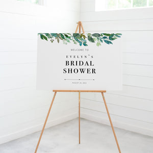 Greenery Bridal Shower Welcome Sign Template, Large Welcome Sign Printable, Bridal Shower Decorations Greenery, DIGITAL DOWNLOAD - G100