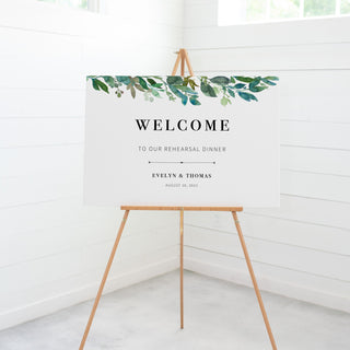 Greenery Wedding Rehearsal Dinner Welcome Sign Template, Large Welcome Sign Printable, Wedding Rehearsal Signs, DIGITAL DOWNLOAD - G100