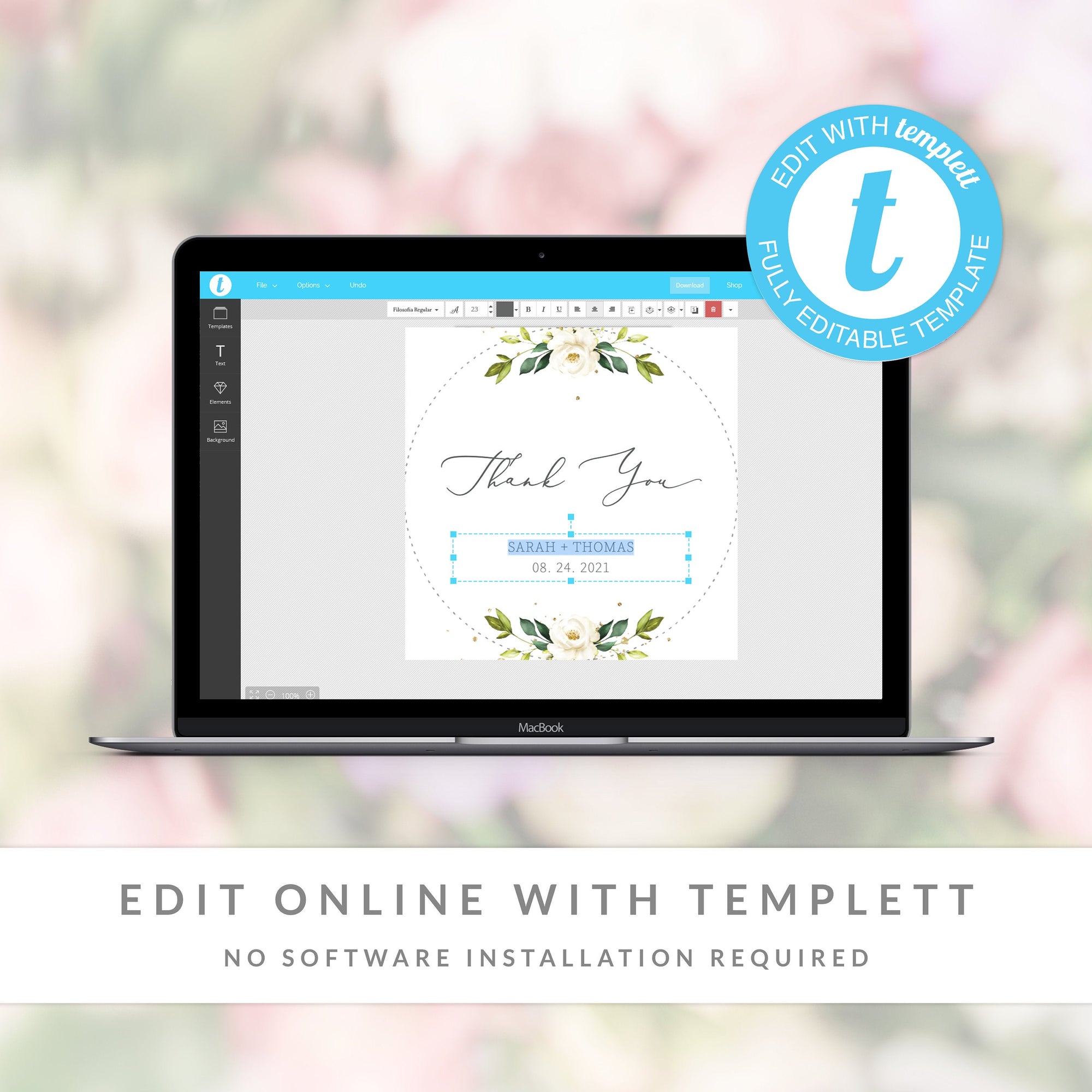 White Floral Greenery Wedding Stickers Template, Printable Wedding Tha -  PlumPolkaDot