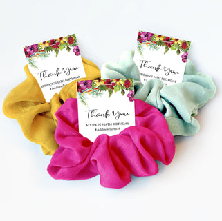 Tropical Sweet 16 Favors, Hair Scrunchie Favors, Hawaiian Luau Sweet Sixteen Party Favors, Tropical 16th Birthday Party Favor - ST100