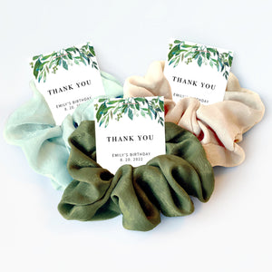 Greenery Favors, Scrunchie Hair Tie Favors, Greenery Birthday Party Favors, Greenery Birthday Favors, Greenery Party Supplies - G100