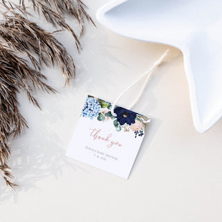 Printable Baby Shower Favor Tags Girl, Navy and Blush Floral Favor Tag Template, Baby Shower Thank You Tags, Editable DIGITAL DOWNLOAD MB100