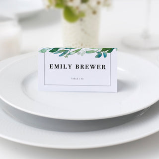 Greenery Wedding Place Card Template, Greenery Wedding Name Cards, Editable Printable Place Cards, DIGITAL DOWNLOAD - G100