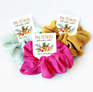 Twotti Frutti Party Favors, Hair Scrunchies, Fruit Themed 2nd Birthday Party Favors, Fruit Party Favor, Twotti Frutti Birthday Party Favors