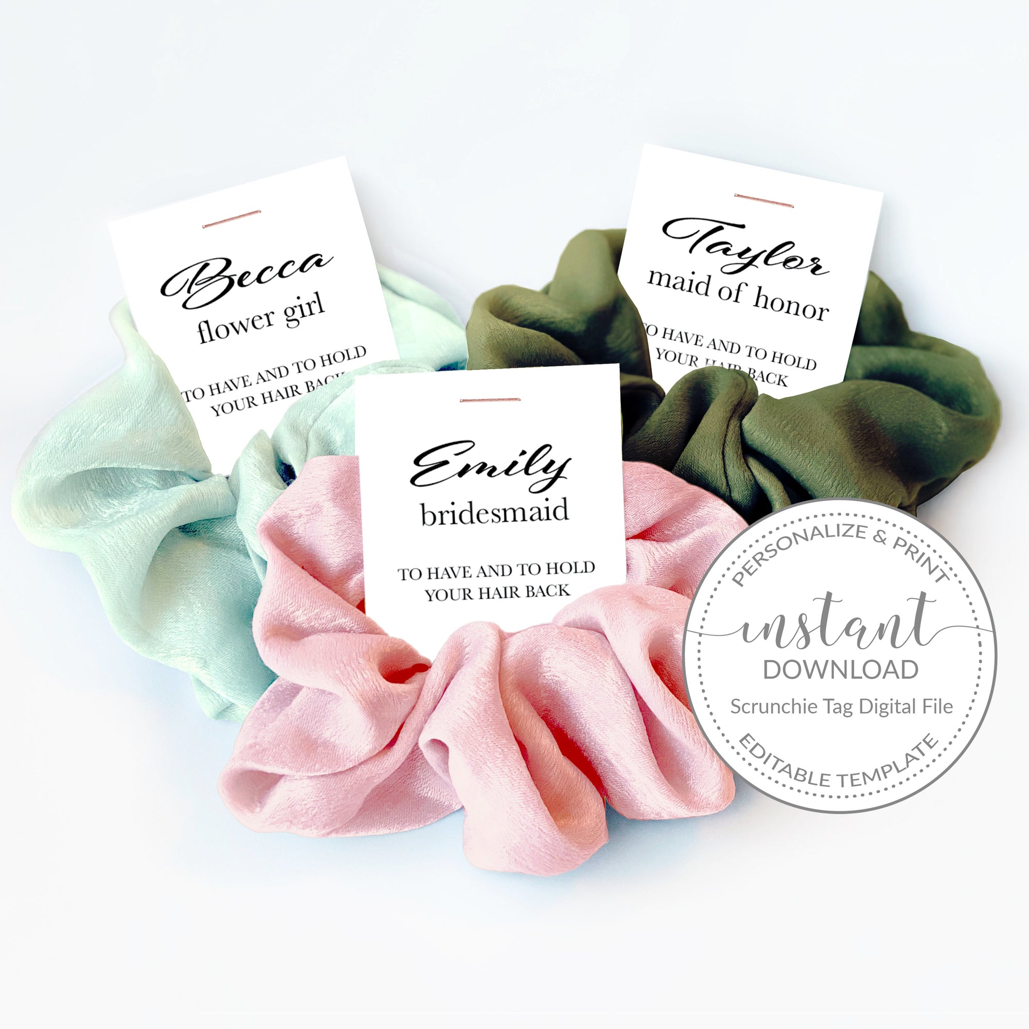 Printable Bridesmaid Gift Tag for Hair Scrunchies Template, Editable I - PlumPolkaDot printable-bridesmaid-gift-tag-for-hair-scrunchies-template-editable-i-plumpolkadot