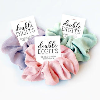 Double Digits 10th Birthday Party Favors, Hair Scrunchies, 10th Birthday Favors, Ten Years Old, Gifts for Guests, Tenth Birthday Supplies