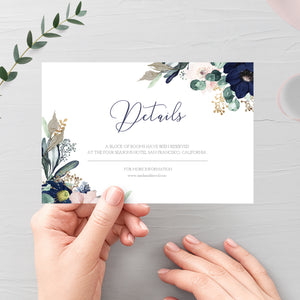 Wedding Invitation Blush and Navy, Blush and Navy Wedding Invitation Template, Navy Pink Wedding Invitation Suite, INSTANT DOWNLOAD - MB100