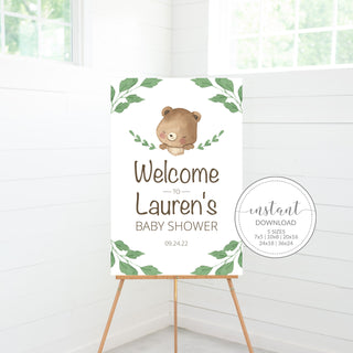 Teddy Bear Baby Shower Welcome Sign Template, Printable Teddy Bear Baby Shower Decorations, Personalized Welcome Sign DIGITAL DOWNLOAD TB100